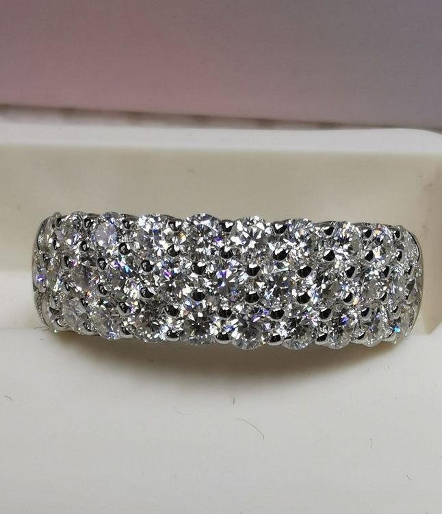 Bague En Or Blanc 18 Carats Avec Pavage Diamants 2,61 Ct - Taille 59, Occasion, Magnifique