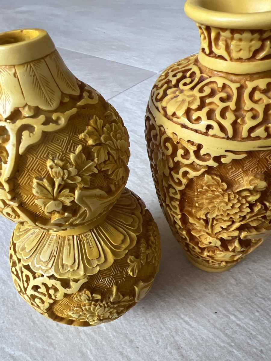 Vasen & Gefässe: Chinesisches Vasen-Set, filigran geschnitzt, antik – Gebraucht aus Bolligen von Solina12 1