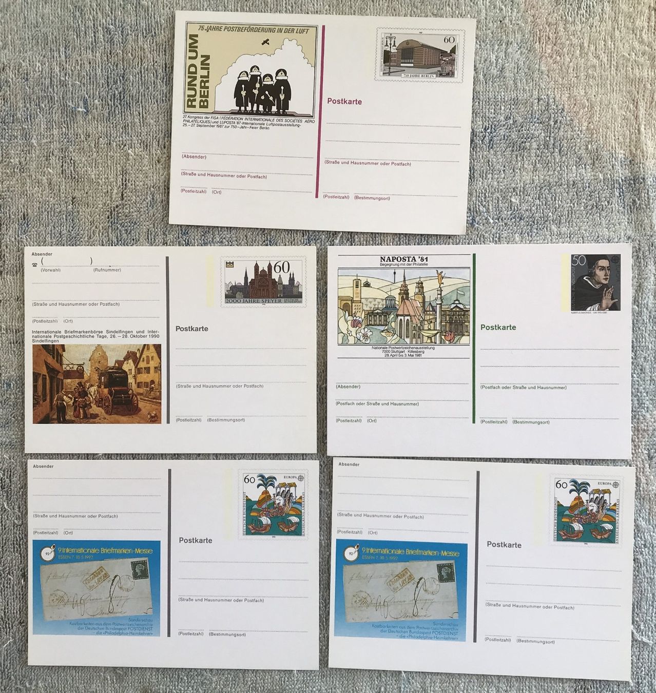 Alle Briefmarken: LOT POSTKARTEN DEUTSCHE BUNDESPOST – Gebraucht aus Ostermundigen von Kari1937