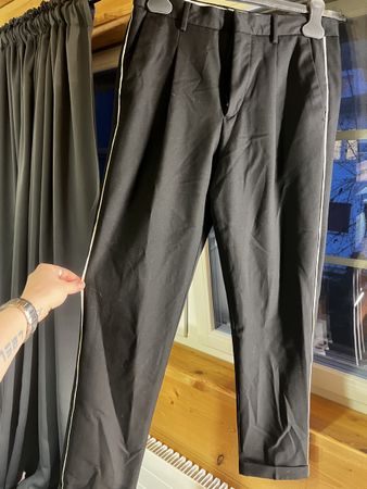 Zara Man Tailoring Trousers, Black with White Stripe 49