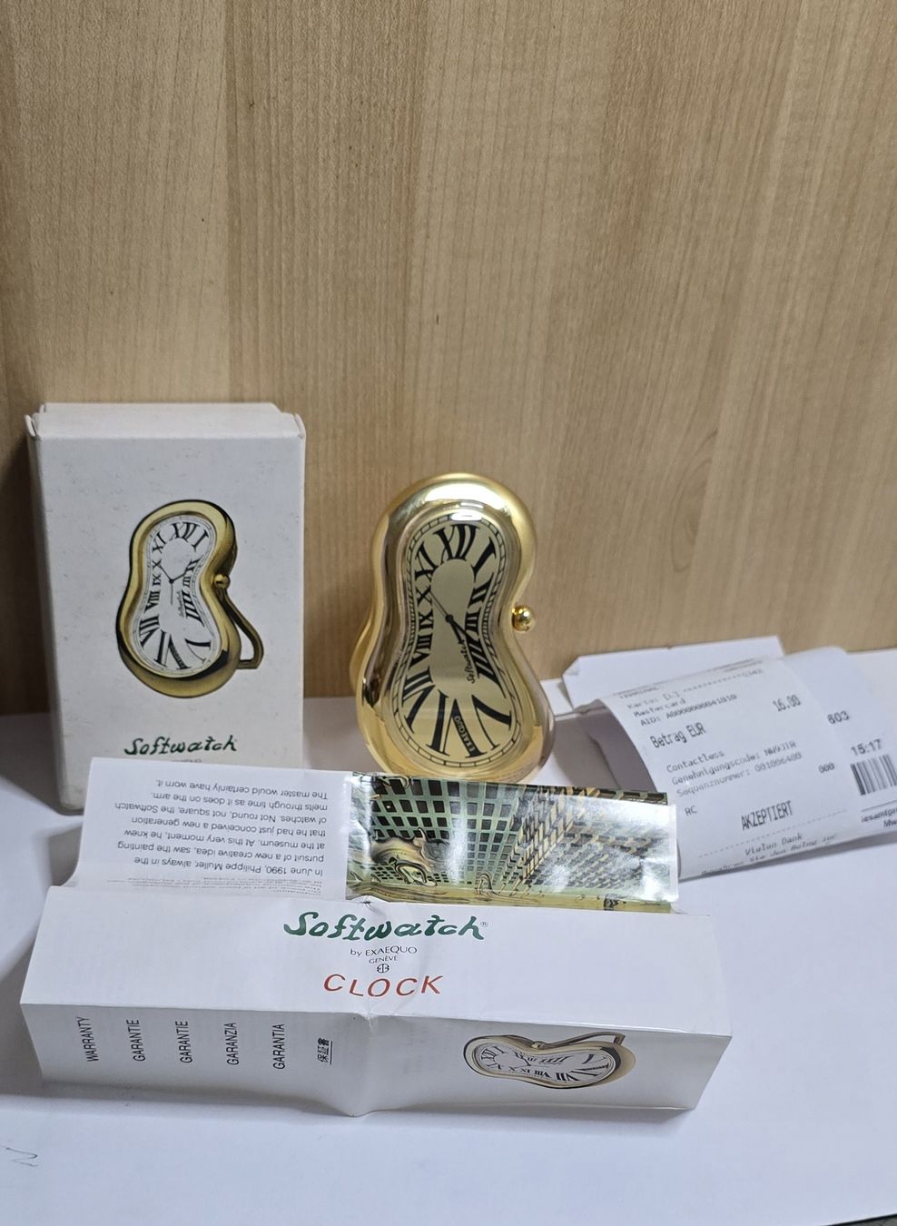 Orologi da terra & Orologi da parete: Pendule  "Softwatch" by Exaequo Genève, plaqué or rare – Nuovo e nell'imballaggio originale da Les Acacias venduto da watinjo 6