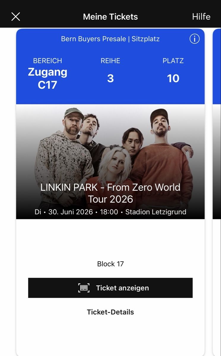Biglietti: LinkinPark Tickets 2stk  – Nuovo (secondo la descrizione) da Aesch BL venduto da ack_x8zg