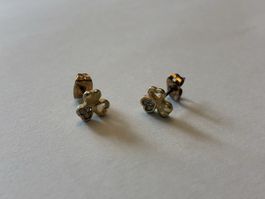 Stud Earrings clover design, gold tone