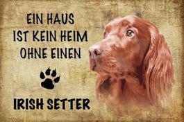 Blechschild-IRISH SETTER-KEIN HAUS OHNE