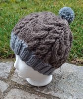 Mütze Grobstrick mit Bommel   NEU