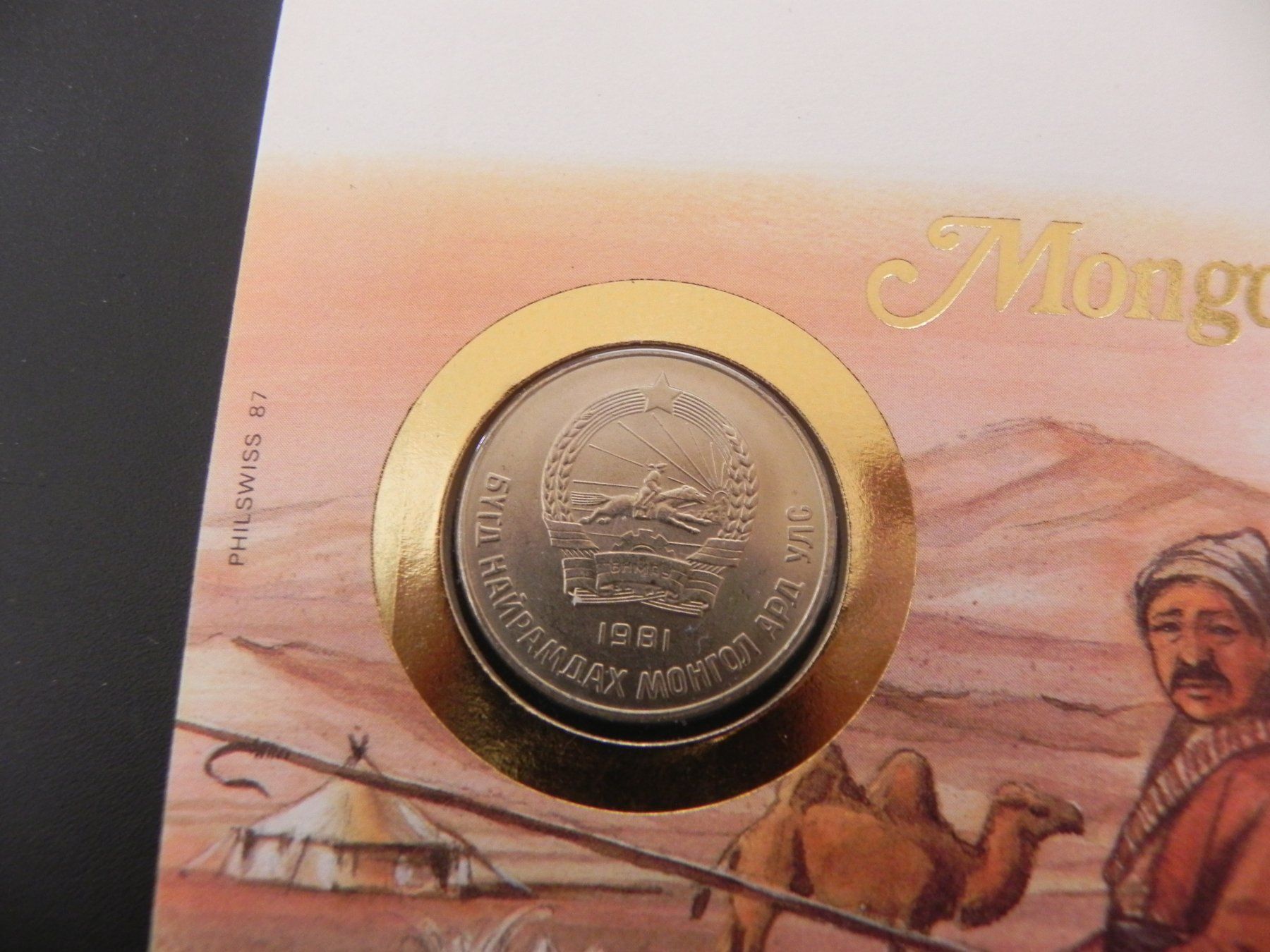 Tutti le monete: Münzbrief - 1987 - Mongolei 50 Mongo 1981 – Usato da Biel/Bienne venduto da Gogolozi 1