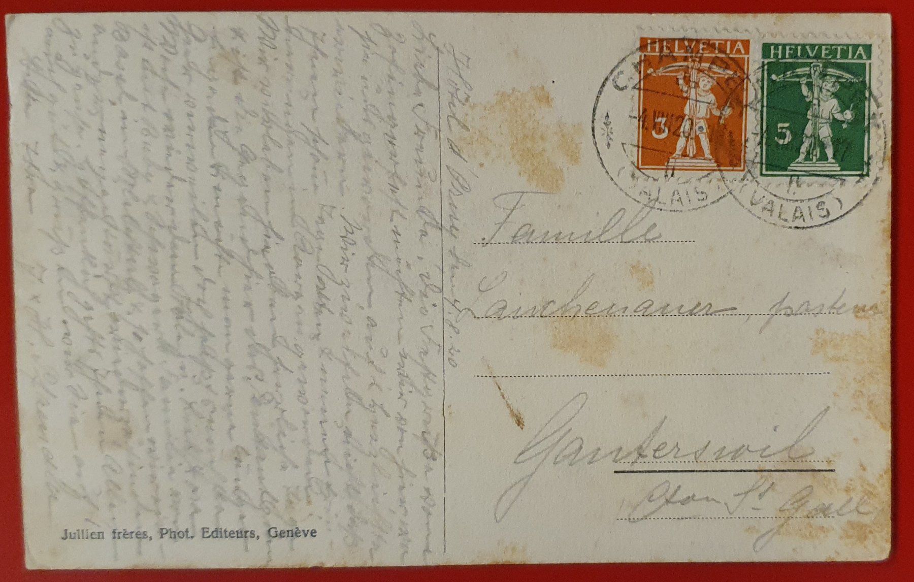 Cartoline postali: Champex 1920 - et le Combin – Usato da Kreuzlingen venduto da Rschweiz1 1