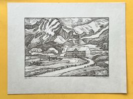 Originale Litho von Carl Burckhardt signiert, Simplon!