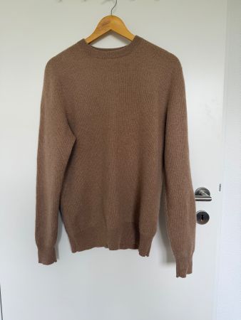 Pullover braun Rundhals langarm Merinowolle Kaschmir