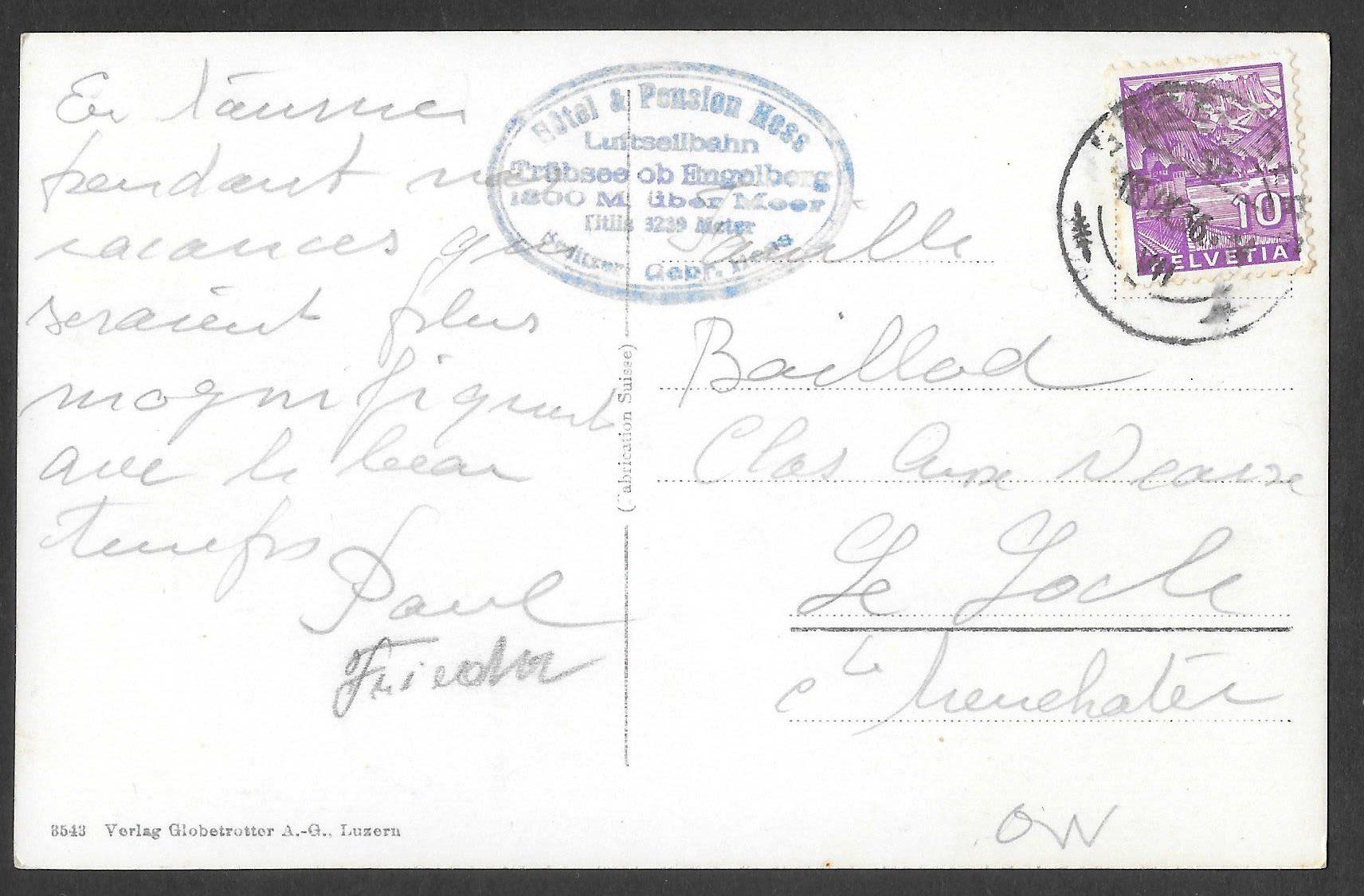 Cartoline postali: Luftseilbahn mit Blick auf Engelberg Hotelstempel – Usato da Olten venduto da clotaldi 1