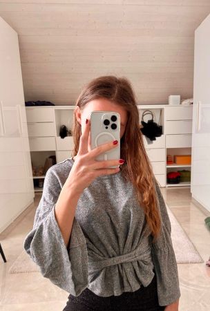 Bershka Strickpullover, grau, neuwertig, Gr. S, Herbst