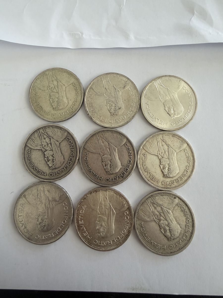 Tutti le monete: 9x 5 Franken  1931-1967 Silber – Usato da Schaffhausen venduto da Shshopsh 2