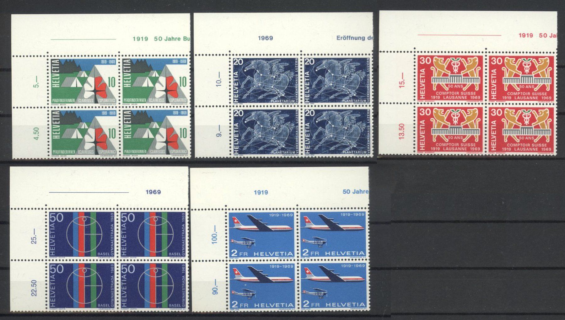 Tutti i francobolli: 1969, Sondermarken I, Viererblöcke ** – Nuovo (secondo la descrizione) da Willisau venduto da Vollstempel