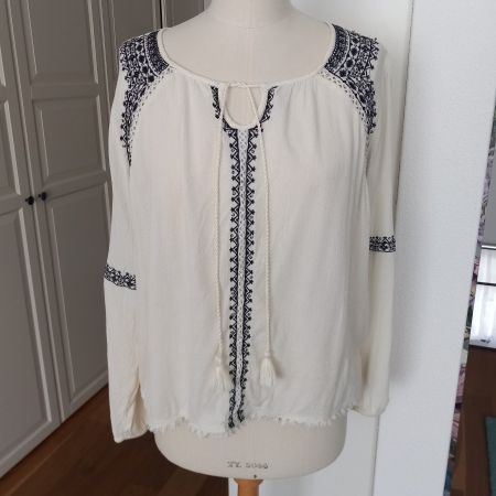Tolle Boho Bluse Shabby romantisch Gr. .L 40 weiss