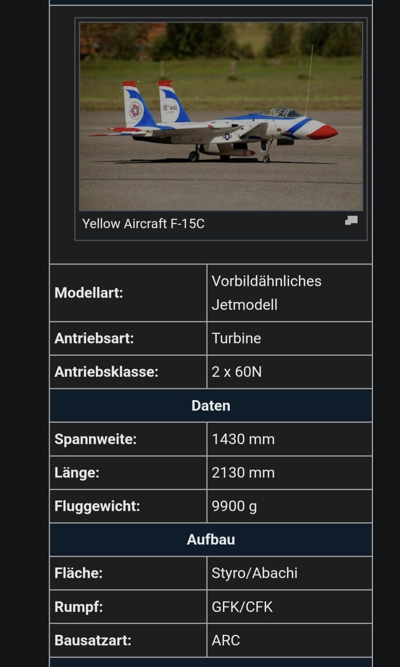 Modellismo RC: F15 Yellow aircraft  – Nuovo (secondo la descrizione) da Wattenwil venduto da hps_z6w9