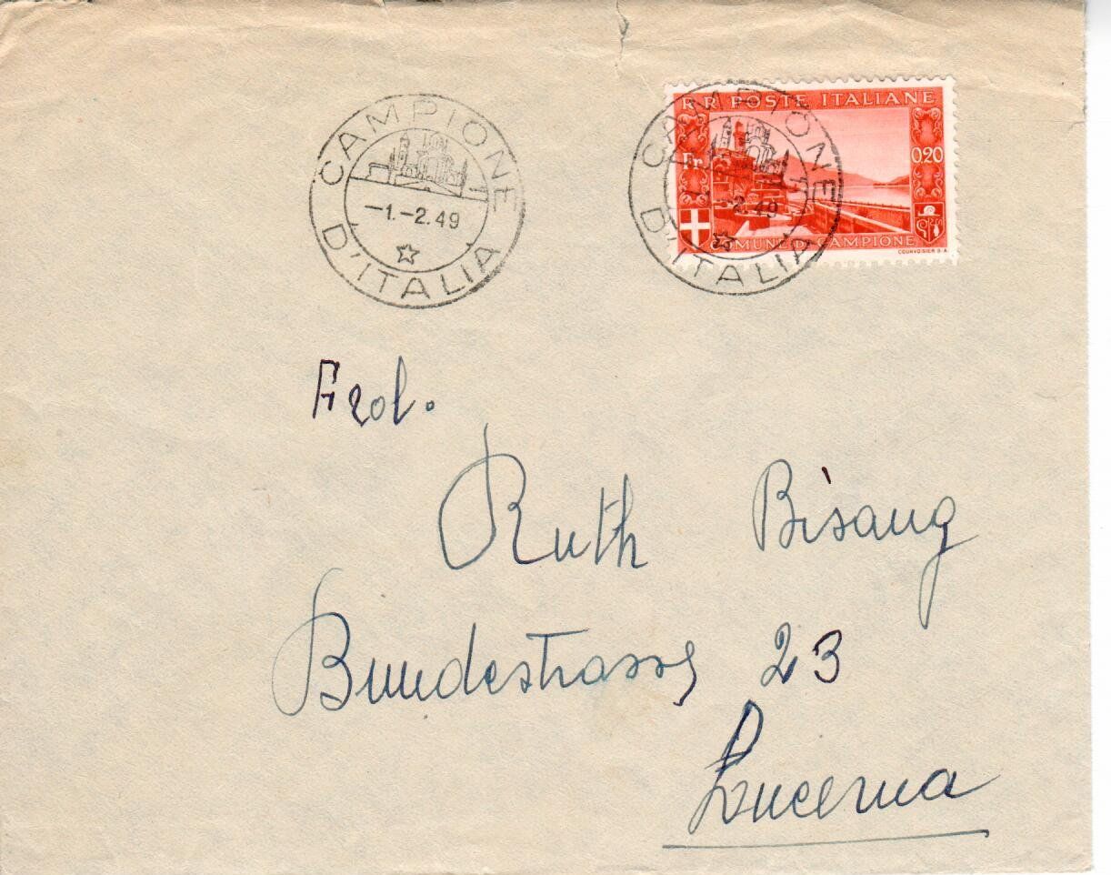 Tous les timbres: Brief aus Campione 1949 – D'occasion à Wolhusen par Curver9