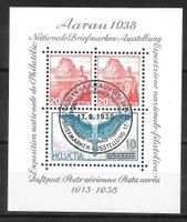 W11 Gedenkblock Briefmarkenausstellung Aarau ET 17.9.1938
