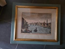 Antikes Bild Lithographie colorierter Stich ? Florenz