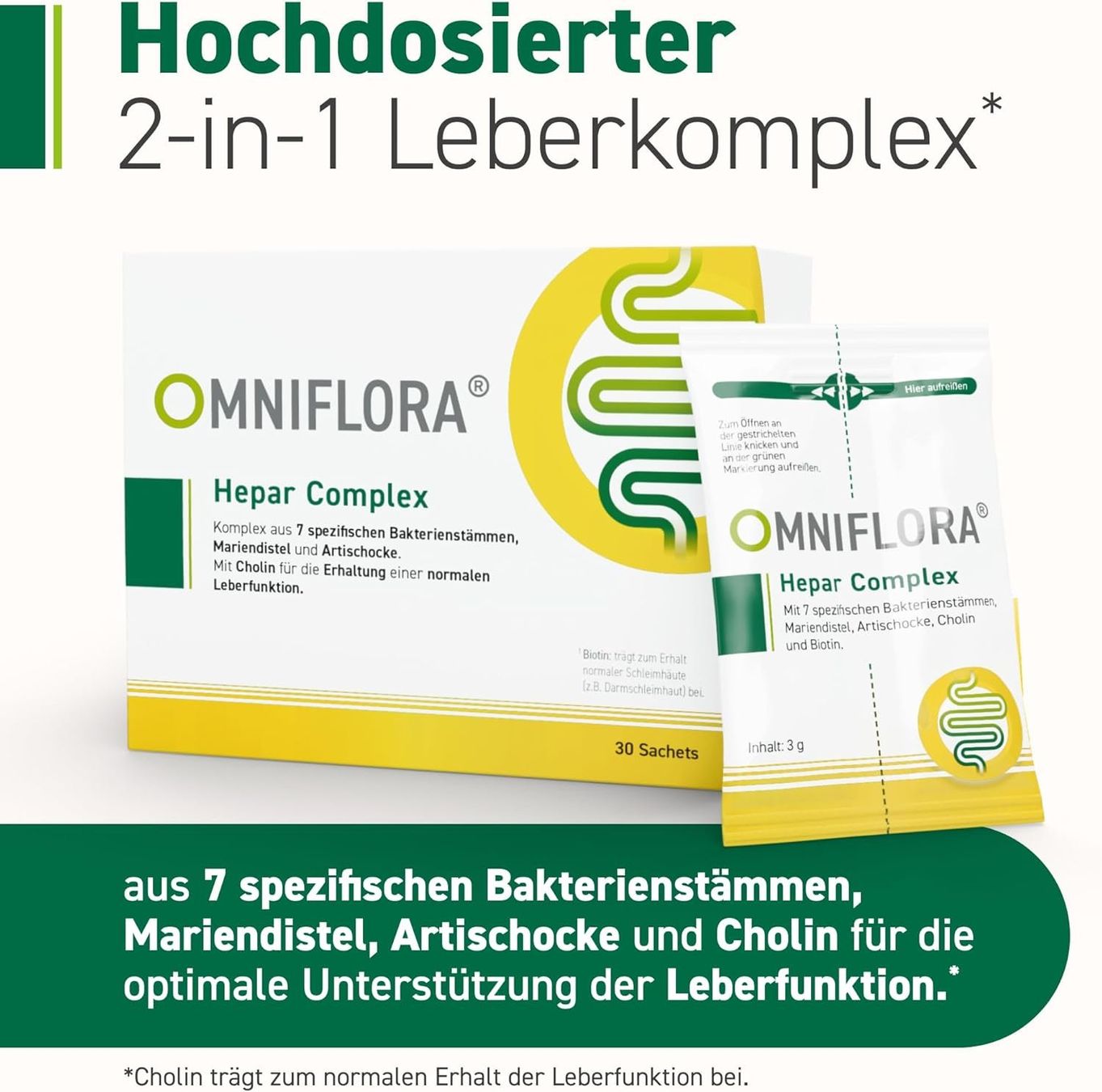 Cibi & Specialità: Omniflora Hepar Complex 30 Sachets Cholin Probiotika – Nuovo e nell'imballaggio originale da Suhr venduto da SchnapperCH 1