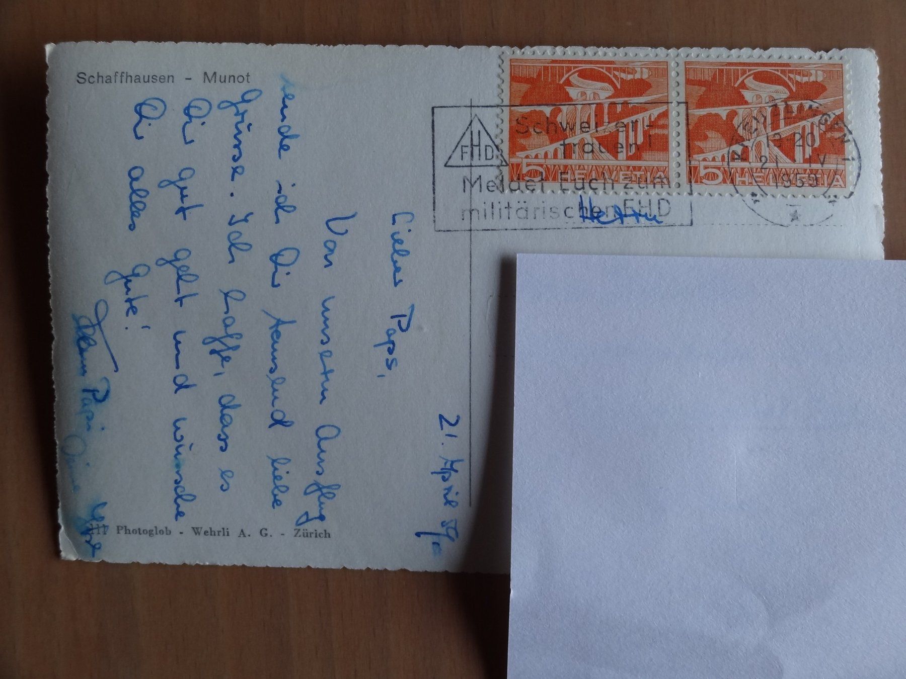 Cartoline postali: Schaffhausen - Munot - 1959 – Usato da St Léonard venduto da Riglin 1