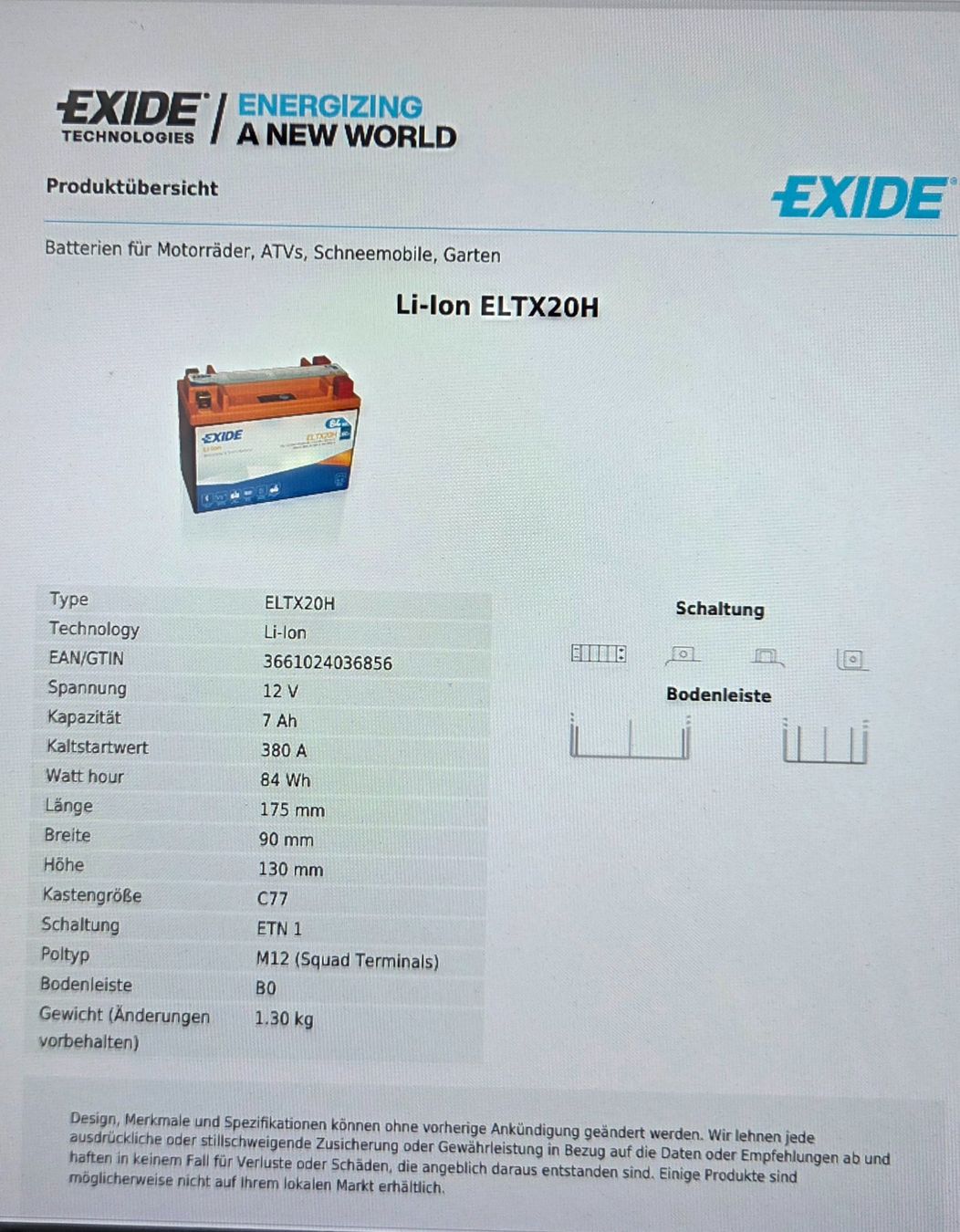 Batterie: EXIDE Li-Ion Motorradbatterie ELTX20H – Nuovo e nell'imballaggio originale da Ittigen venduto da bluesboy_66 3