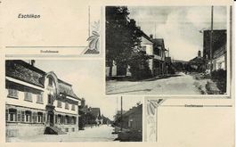 ESCHLIKON TG mit Dorfstrasse Zweibildkarte gel. 1917!