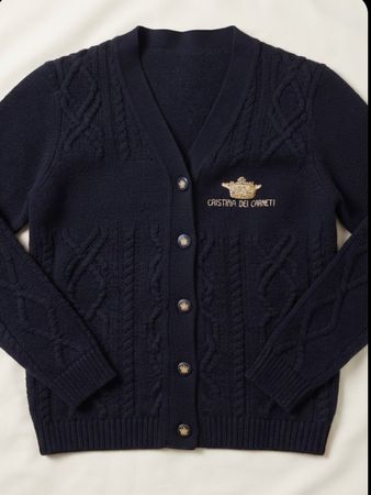 Warme Strickjacke Merino Wolle Dunkelblau Gr S