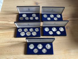 5x verschiedene XXIiOlympiad Moscow 1980 Silbermünzensets