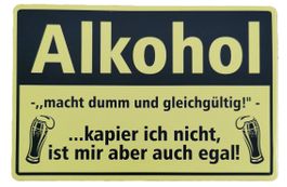 Alkohol   -   Blechschild  (neu, OVP)