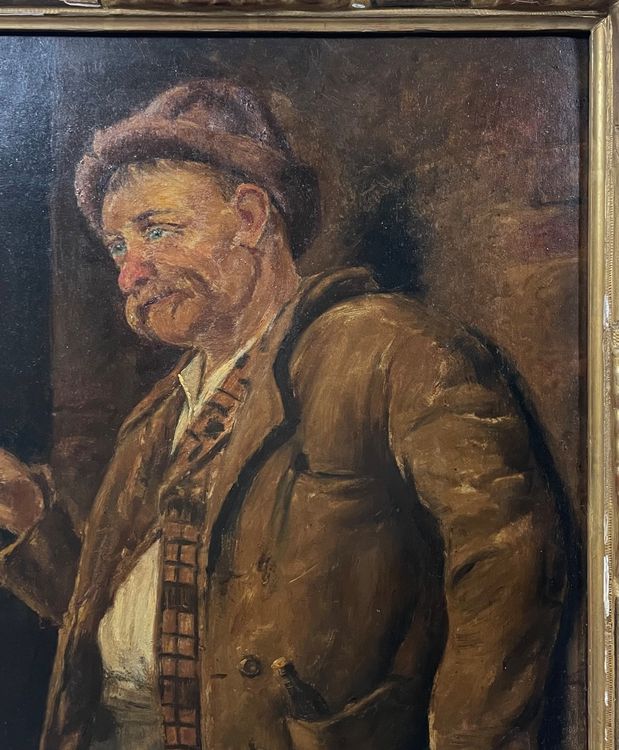 Antikes Gemälde von einem Mann mit Hut Signiert Kaufen auf Ricardo