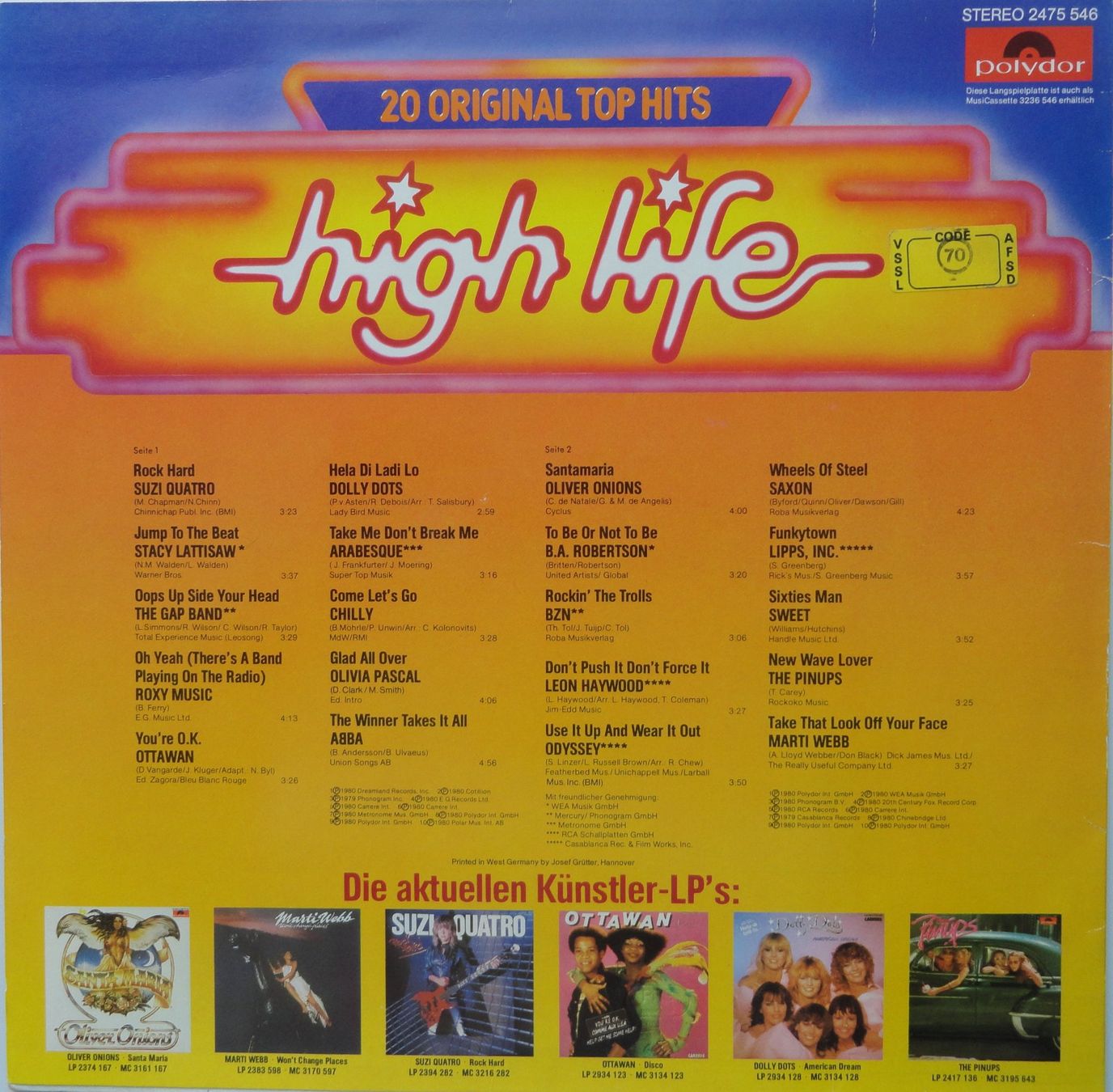 Dischi in vinile: HIGH LIFE - Diverse Interpreten (Sampler) – Usato da Neftenbach venduto da Verk13 1