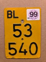 Velonummer BL 1999 gelb Mofanummer Plaque Mofa