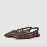 Brunello Cucinelli Monili Bead Leather Slingback Flats