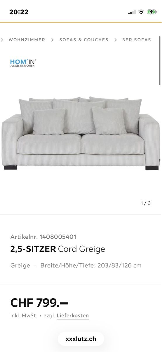Divani: 2,5-Sitzer Sofa grau (greige) – Usato da Winterthur venduto da Tounyy 3