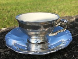 Bavaria Moccatasse Espressotasse mit Untertasse versilbert