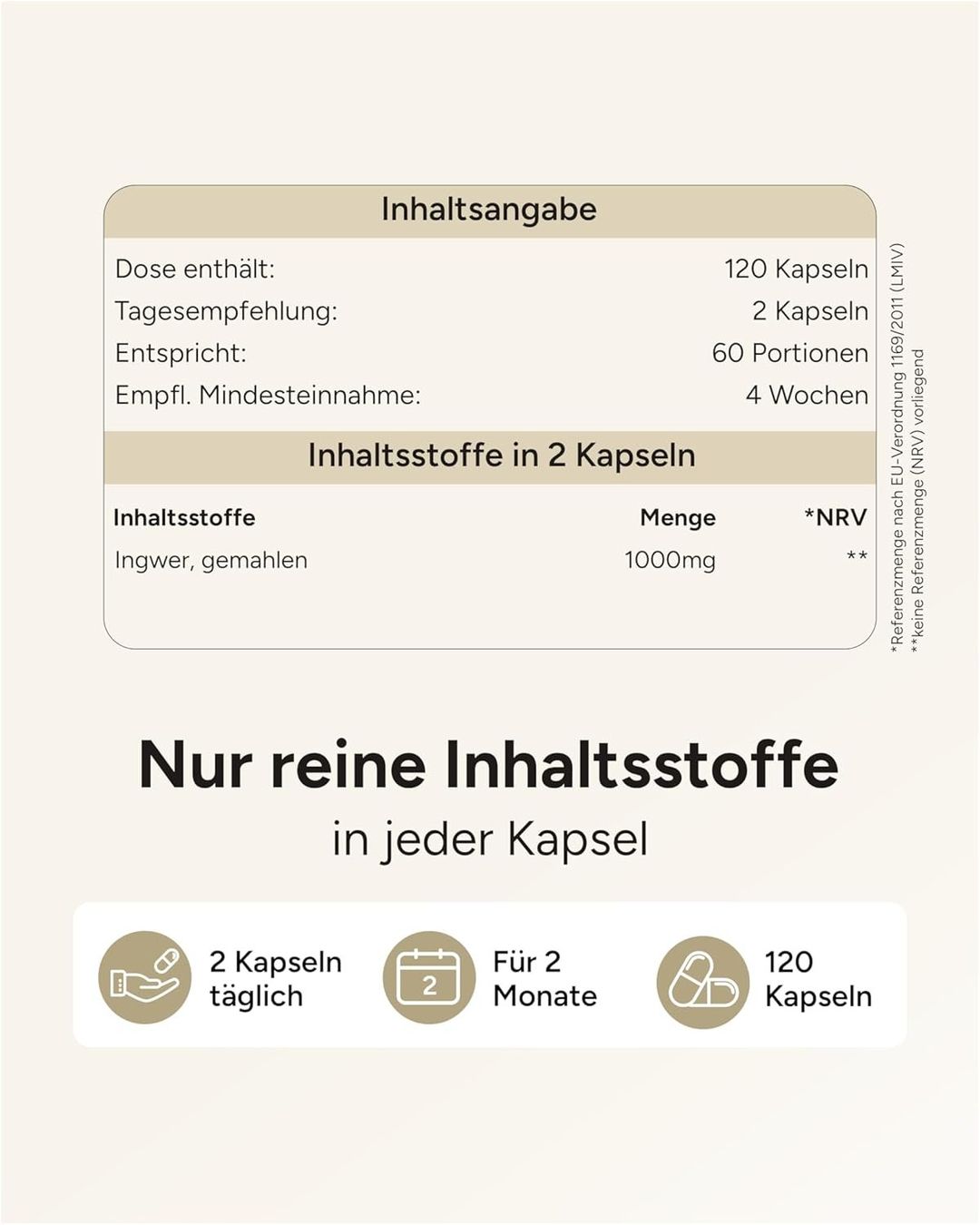 Cibi & Specialità: Ingwer Kapseln 1000mg 2 Monate Vorrat – Nuovo e nell'imballaggio originale da Suhr venduto da SchnapperCH 3