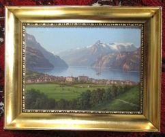 Brunnen Oelbild sig E.B.