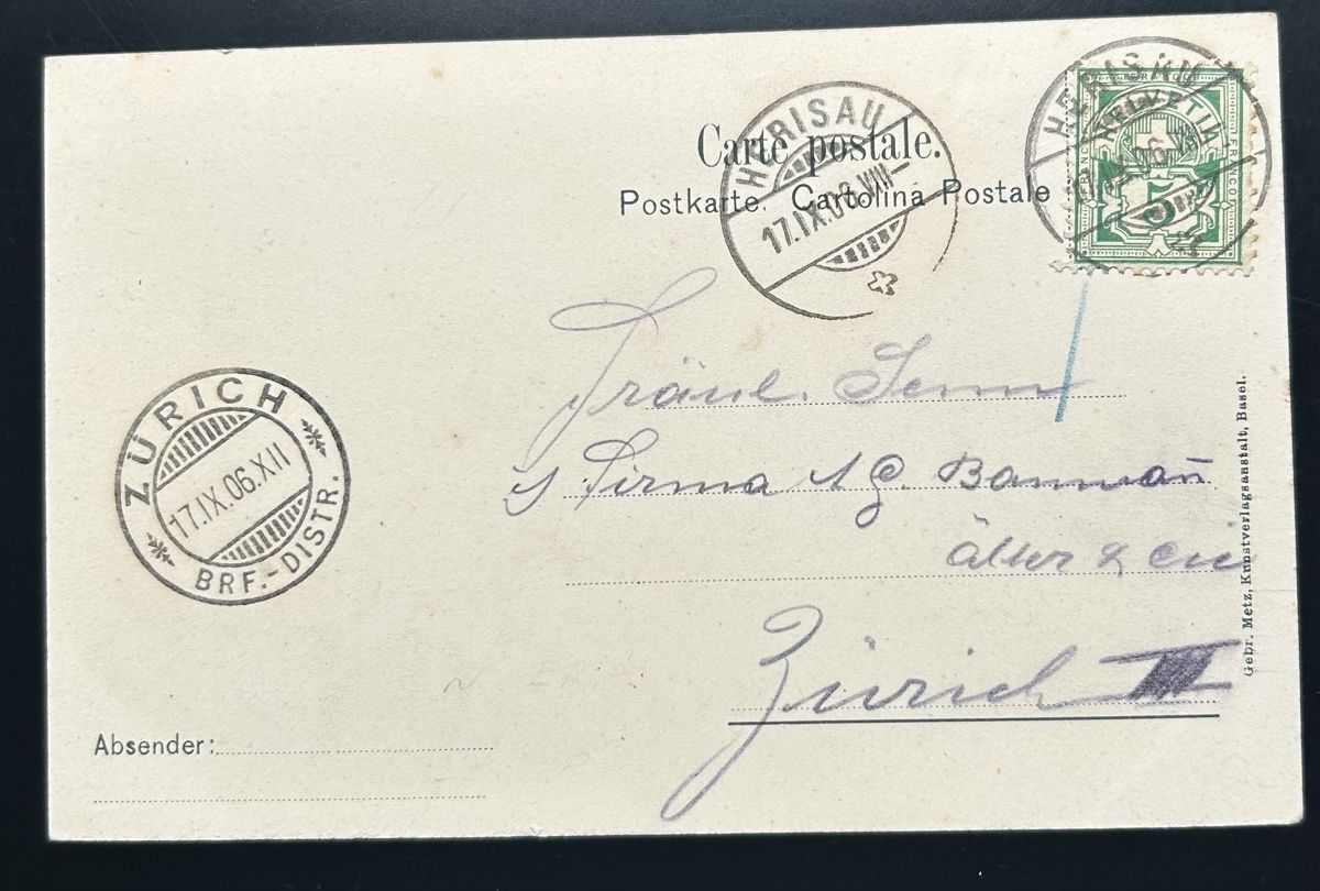 Cartoline postali: Schwellbrunn Gasthaus Säntisblick Litho  – Usato da Horw venduto da Tellbub 1