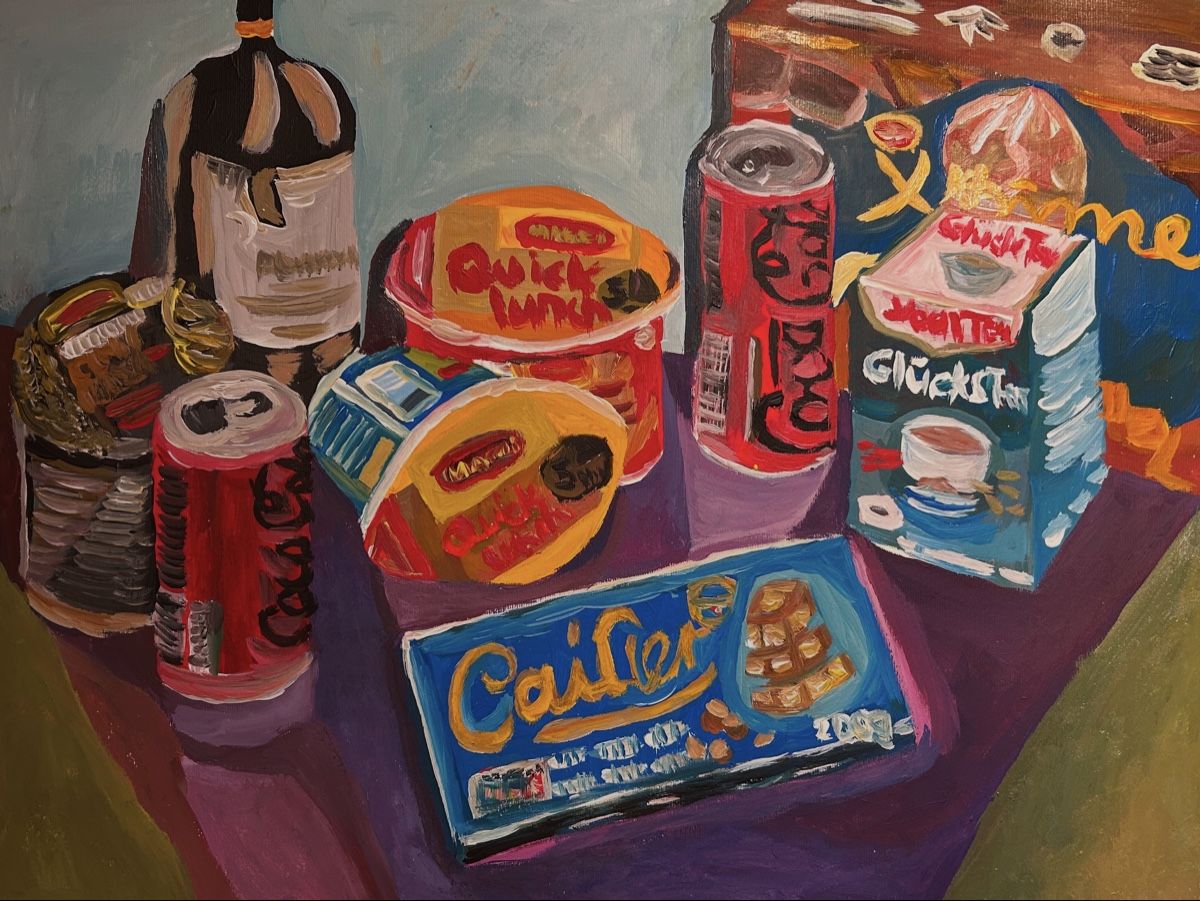 Tableaux: Acrylgemälde "Stillleben mit Süssigkeiten", Handsigniert. – Neuf avec emballage d'origine à Niederglatt ZH par Sils-Maria
