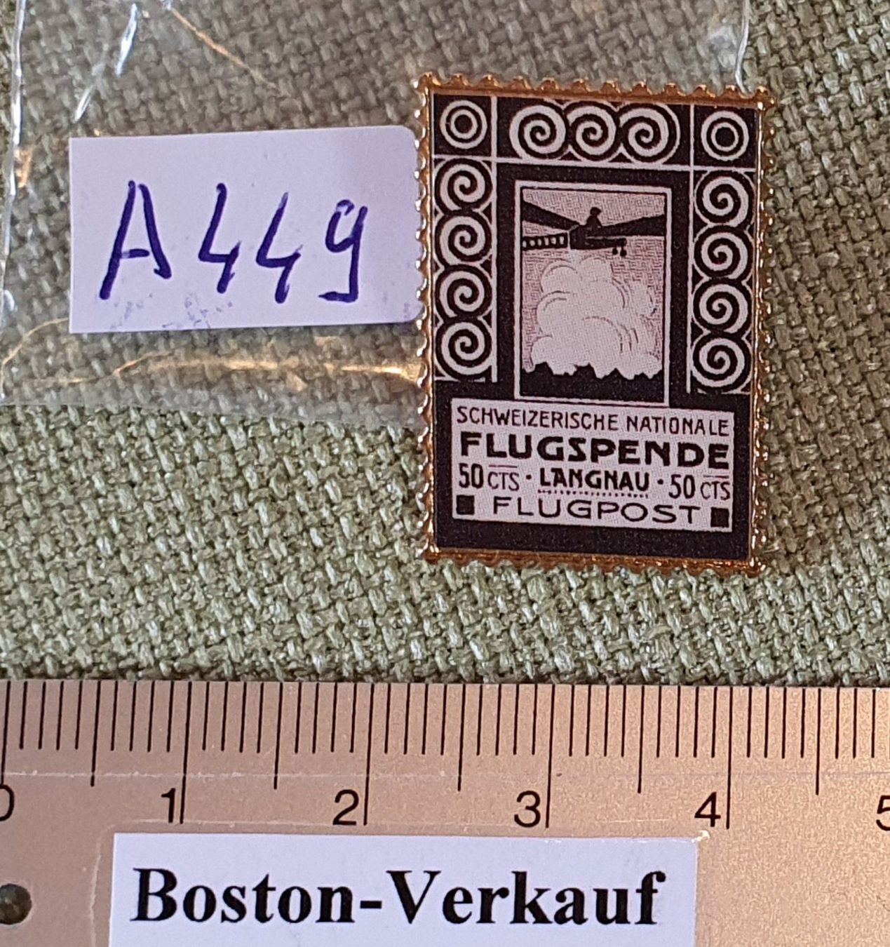 Placchette & Badge: A449 - Pin Flugspende Langnau Flugpost – Usato da Reinach BL venduto da Boston-Verkauf 2