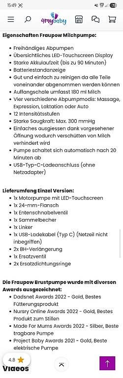 Accessori per l’allattamento: Milchpumpe FrauPow  – Usato da Bischofszell venduto da saenderli 2