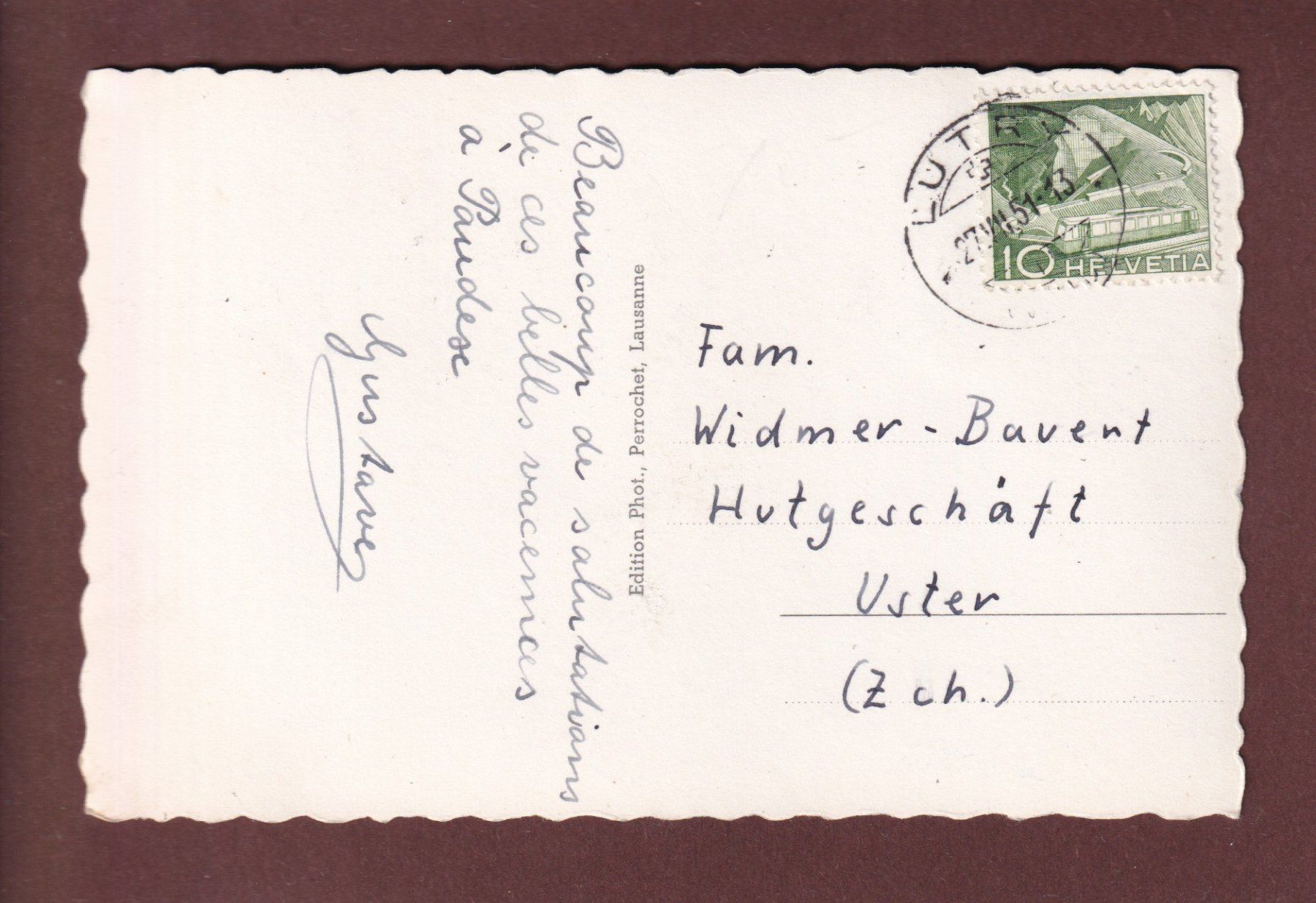 Cartoline postali: LAUSANNE - Benjamin Constant et Derrière Bourg - 1951 – Usato da Pully venduto da nicecards 1