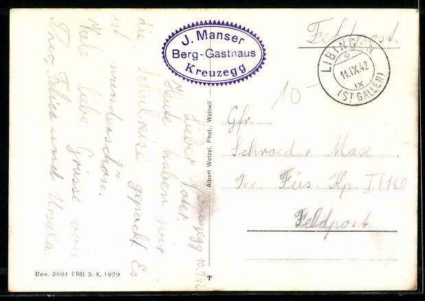 Cartoline postali: Libingen, Bergwirtschaft Kreuzegg, Aussi – Usato da Berlin venduto da bartko-reher 1