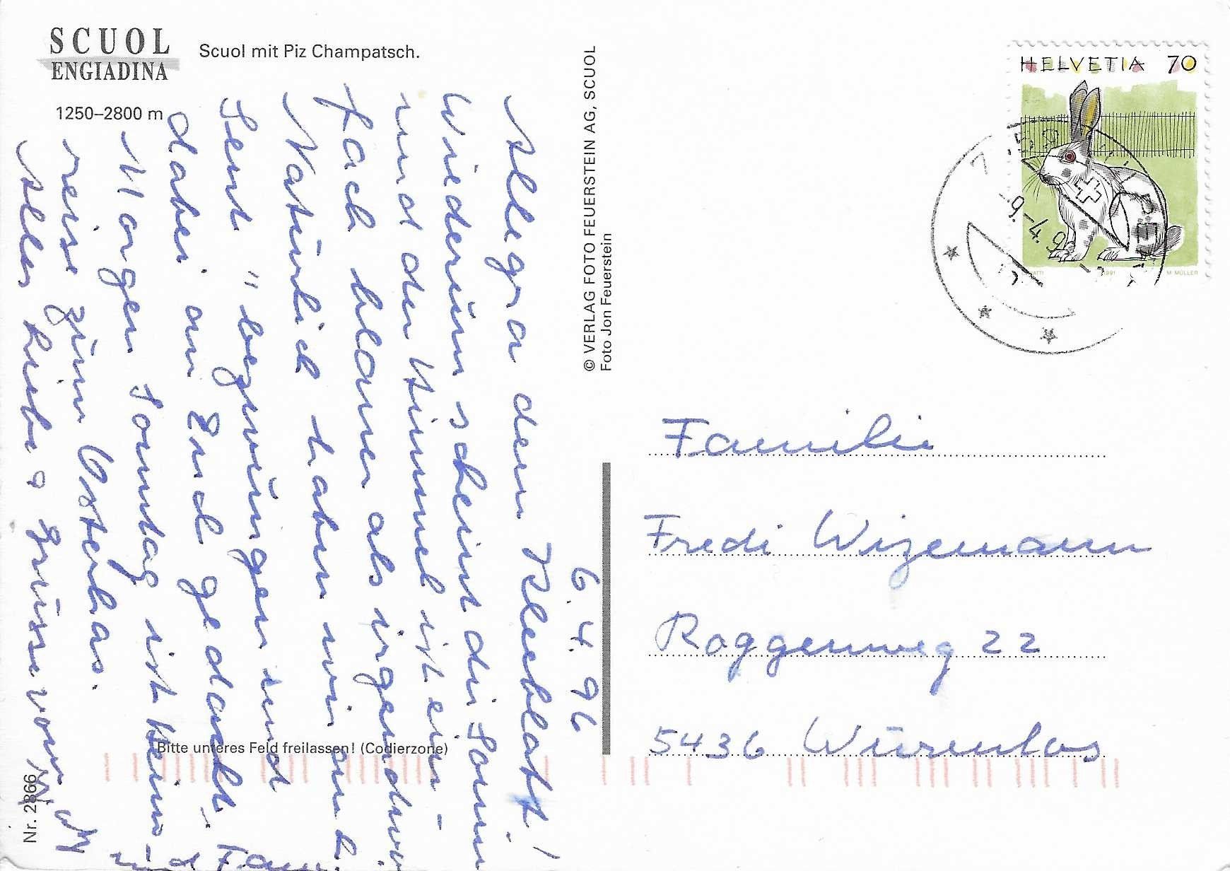 Cartoline postali: Scuol mit Piz Champatsch GR – Usato da Rothrist venduto da Stranglehold 1