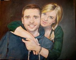 Familienporträt  handgemalt auf Leinwand