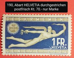 MA295) 190, Abart, Helvetia durchgestrichen postfrisch