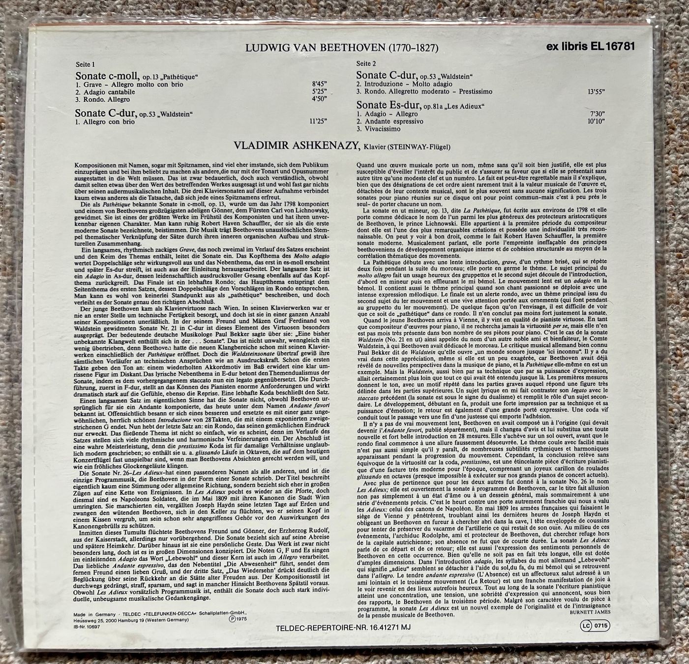 Dischi in vinile: SEALED LP Beethoven Ashkenazy Pathétique, Waldstein-Sonate – Nuovo e nell'imballaggio originale da Unterseen venduto da vinylmore 1