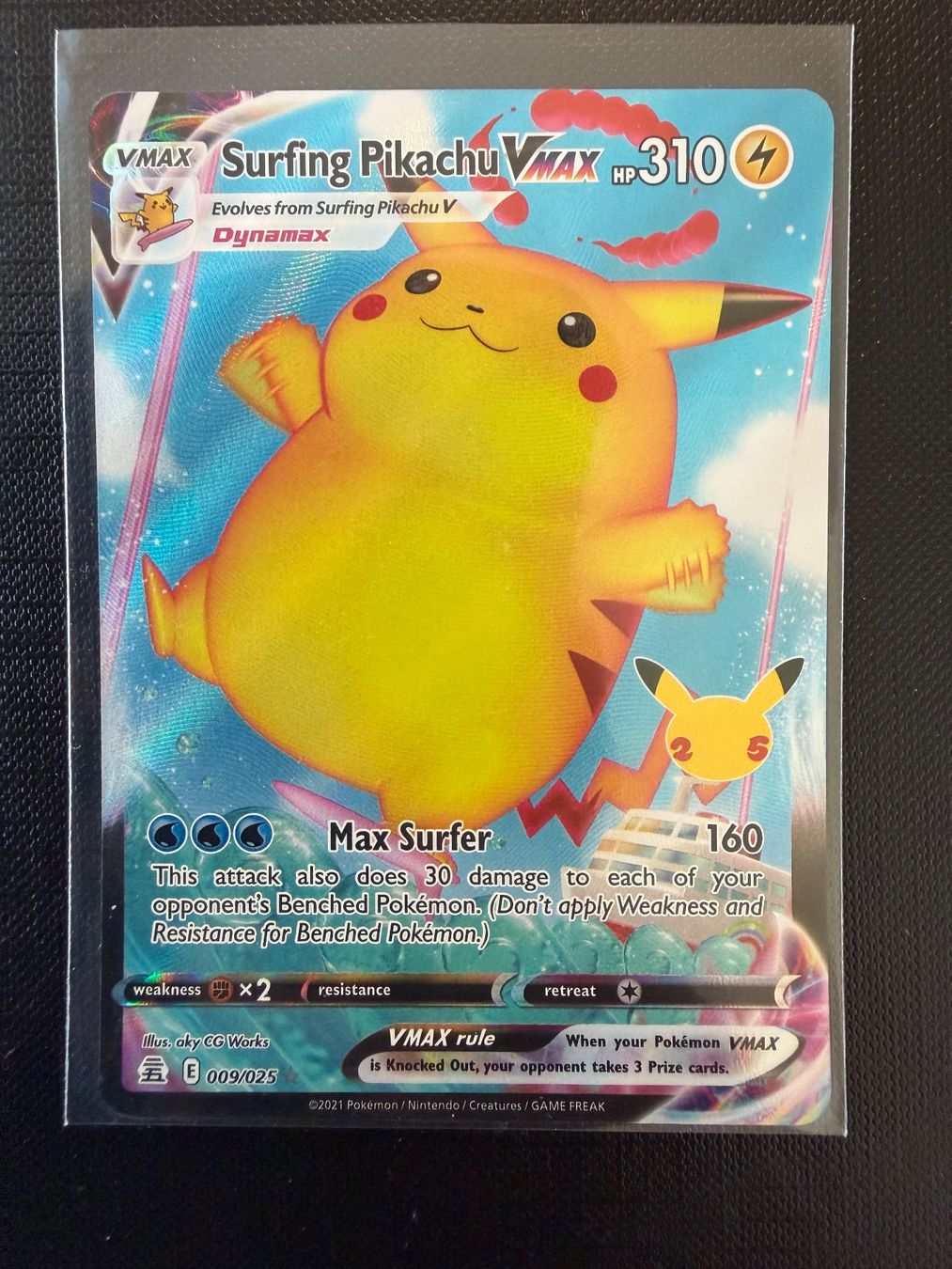 Pokémon Sammelbilder & Trading cards: Surfing Pikachu Vmax #009 CELEBRATION EN – Neu (gemäss Beschreibung) aus Savigny von Matgab94
