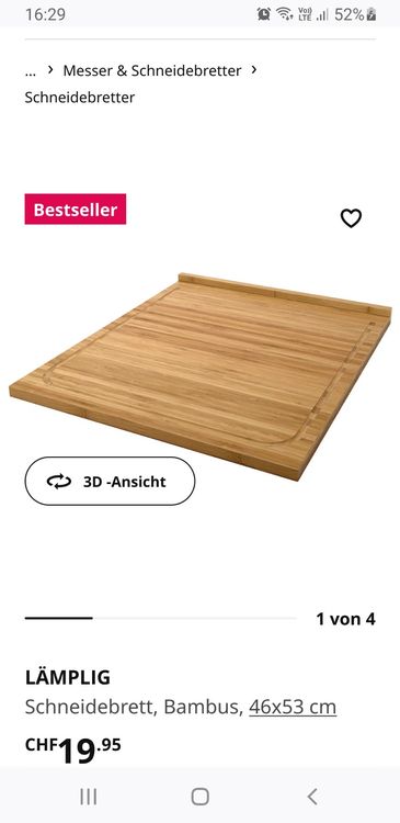 Pradel Excellence Bambus Schneidebrett 20x30 Cm – Mit Saftrille & Edelstahlgriff