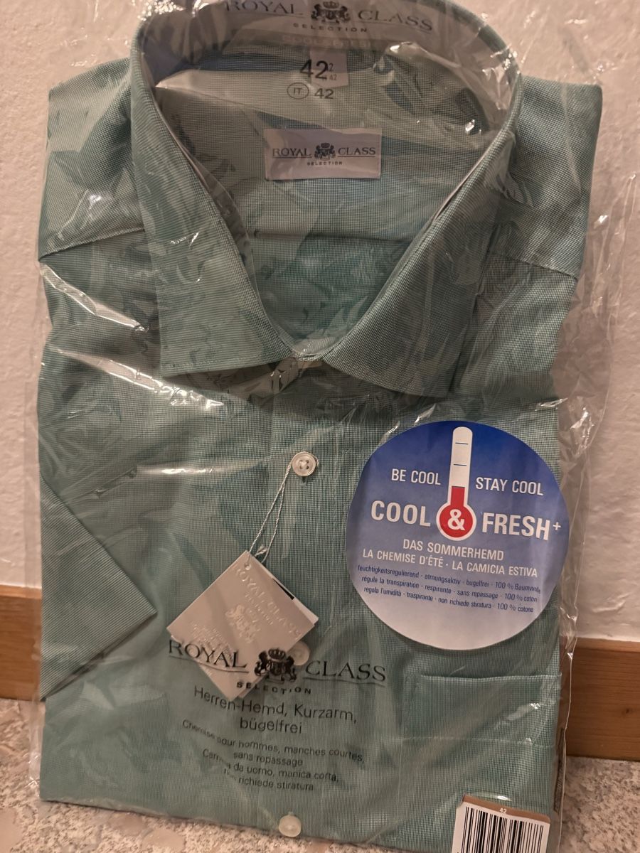 Camicie: Royal Class Hemd, Gr. 42, mintgrün, Kurzarm, Sommerhemd – Nuovo e nell'imballaggio originale da Pfäffikon ZH venduto da Tetu.33